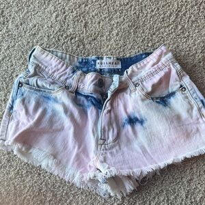 Bullhead Pink and Blue Tie-Dye Denim Cutoff Shorts
